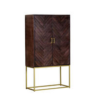 VYSOKÁ KOMODA, mangové drevo, hnedá, 90/160/40 cm - hnedá/zlatá, Trend, kov/drevo (90/160/40cm) - Livetastic