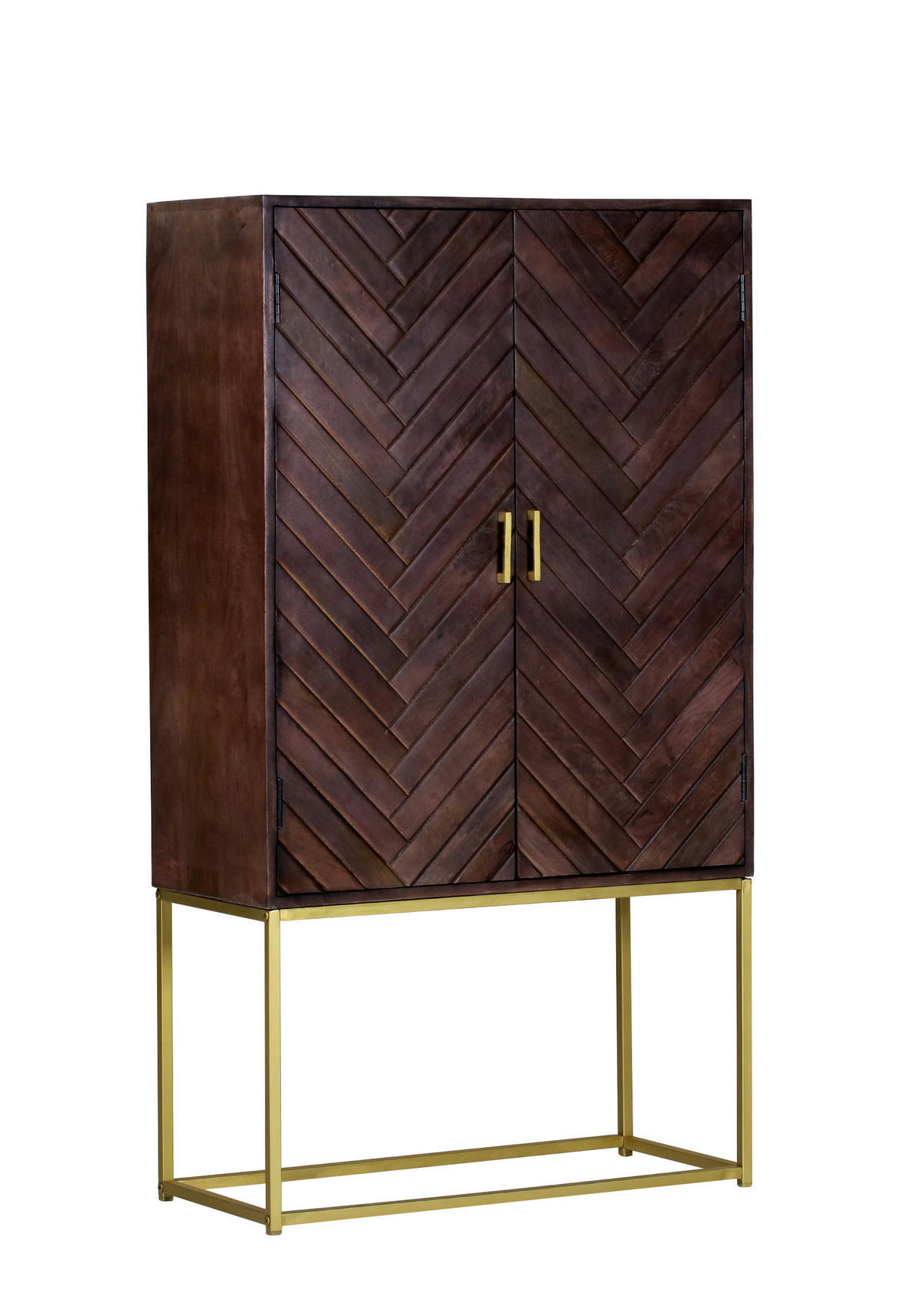 VYSOKÁ KOMODA, mangové drevo, hnedá, 90/160/40 cm - hnedá/zlatá, Trend, kov/drevo (90/160/40cm) - Livetastic