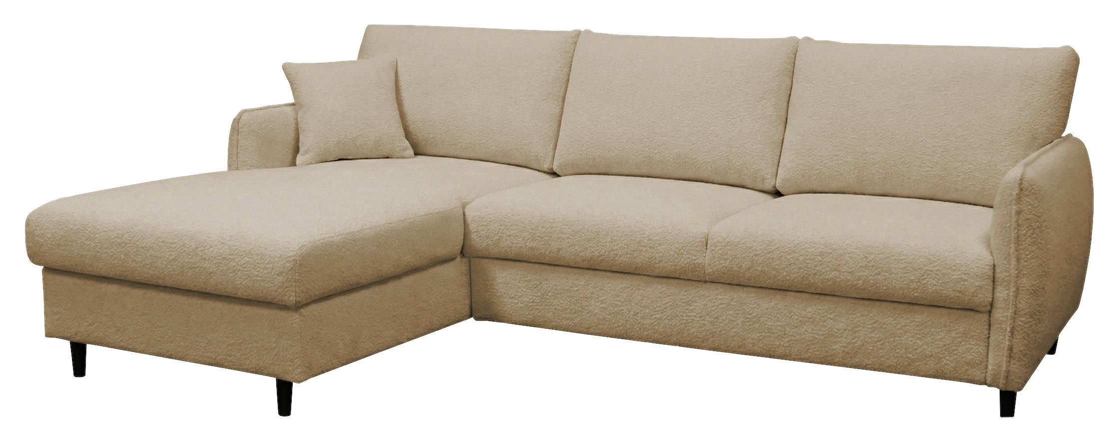 ECKSOFA LAPIT Beige Chenille Zierkissen, Rückenkissen, Bettkasten  - Beige/Schwarz, Design, Holz/Textil (170/240cm) - MID.YOU