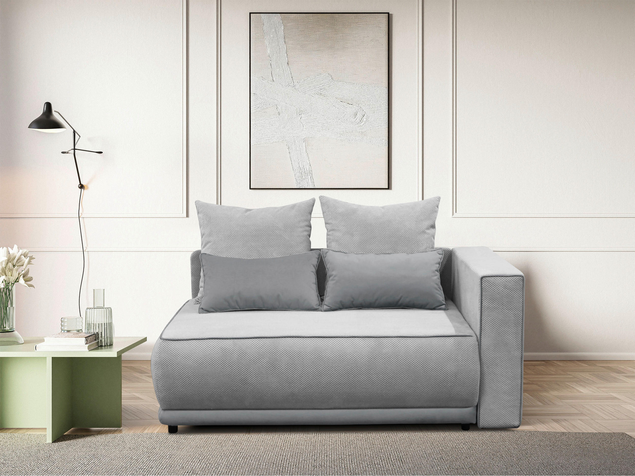 RÉCAMIERE Grau Plüsch  - Rosa/Grau, Design, Kunststoff/Textil (168/73/99cm) - MID.YOU