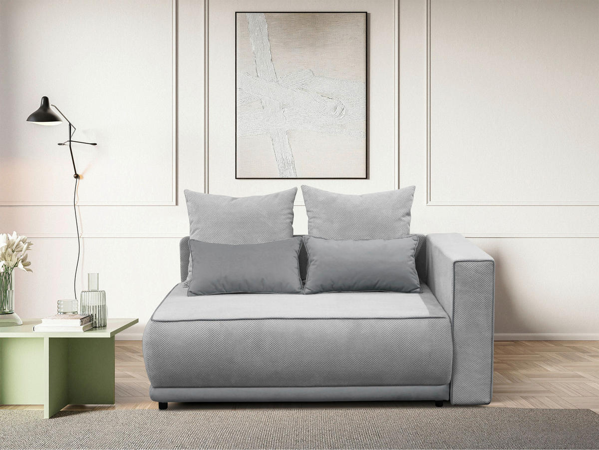 RÉCAMIERE IGA Grau Plüsch  - Rosa/Grau, Design, Kunststoff/Textil (168/73/99cm) - MID.YOU