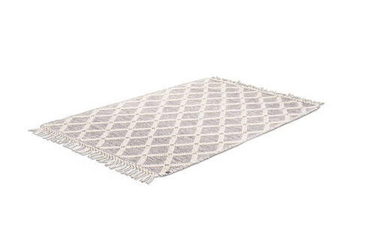 HANDWEBTEPPICH 65/135 cm Colored Macrame one Grau, Weiß  - Weiß/Grau, KONVENTIONELL, Textil (65/135cm) - Tom Tailor
