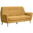 3-SITZER-SOFA in Webstoff Gelb  - Eichefarben/Gelb, Design, Holz/Kunststoff (200/105/84cm) - Carryhome