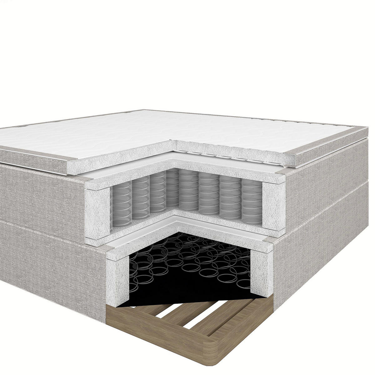BOXSPRINGBETT 140/200 cm  in Beige  - Beige/Alufarben, Design, Holz/Textil (140/200cm) - Carryhome