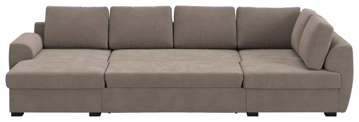 SJEDEĆA GARNITURA tekstil  taupe   - crna/taupe, Trend, tekstil/plastika (154/327/86cm) - MID.YOU