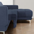 ECKSOFA in Webstoff Dunkelblau  260/187 cm  - Chromfarben/Dunkelblau, Design, Textil/Metall (260/187cm) - Xora