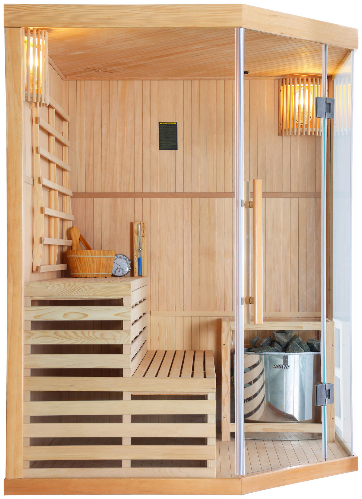 SAUNA für 3 Personen  - Basics, Holz (150/200/150cm)