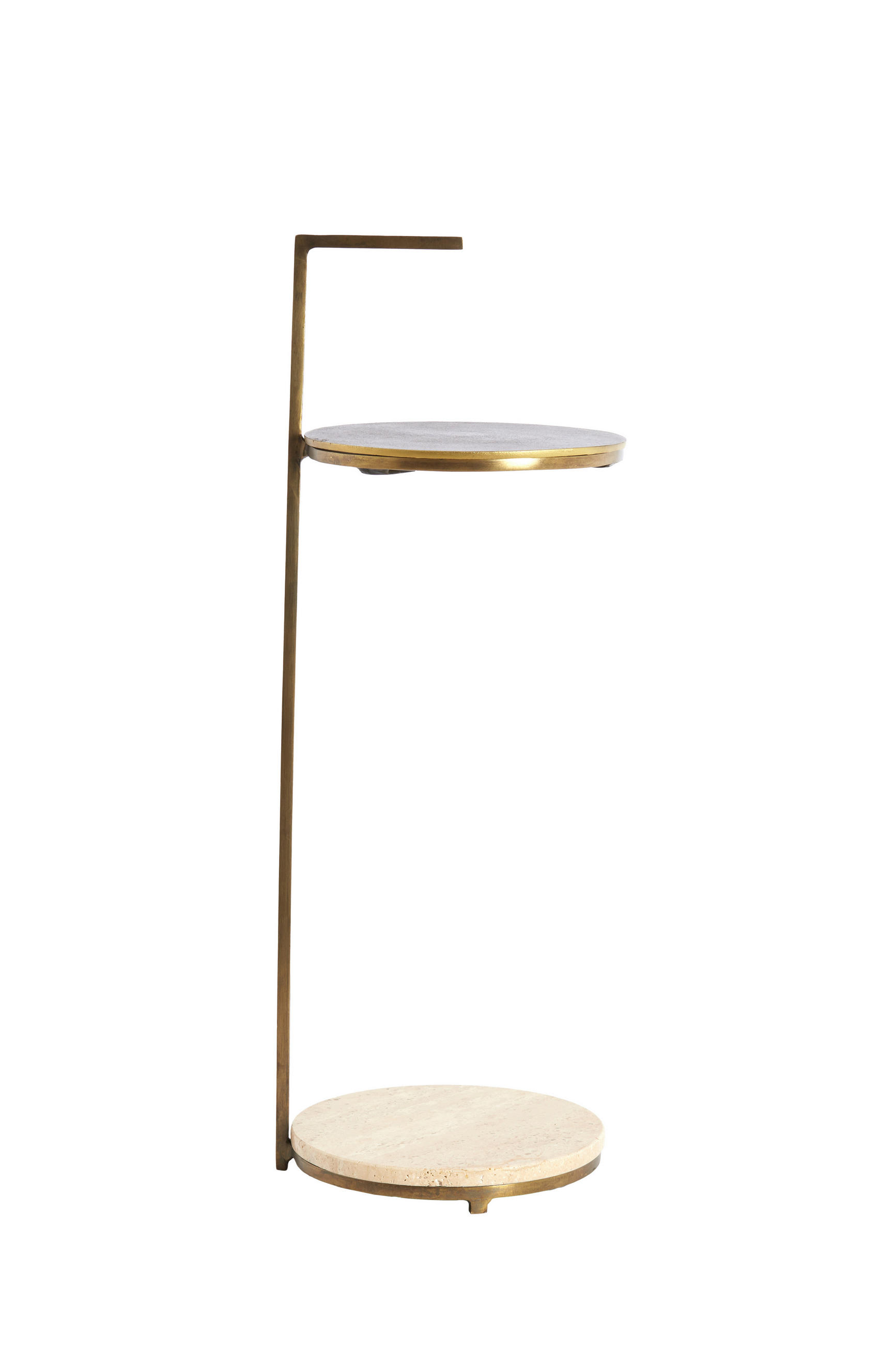 BEISTELLTISCH 26/26/76 cm LEDA Sandfarben, Dunkelbraun, Bronzefarben rund  - Sandfarben/Dunkelbraun, Trend, Stein/Metall (26/26/76cm) - Light & Living