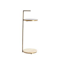 BEISTELLTISCH 26/26/76 cm LEDA Sandfarben, Dunkelbraun, Bronzefarben rund  - Sandfarben/Dunkelbraun, Trend, Stein/Metall (26/26/76cm) - Light & Living