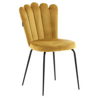 STUHL-SET 2 Stück  in Stahl Samt Metall, Textil  - Gelb/Schwarz, Design, Textil/Metall (44.5/82.5/54cm) - Livetastic