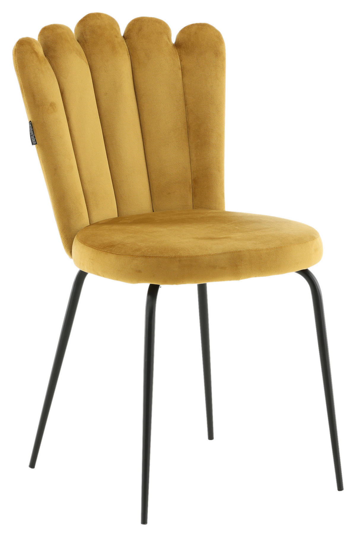 STUHL-SET 2 Stück  in Stahl Samt Metall, Textil  - Gelb/Schwarz, Design, Textil/Metall (44.5/82.5/54cm) - Livetastic