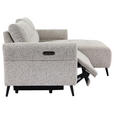 ECKSOFA  in Webstoff Grau  220/156 cm  - Grau/Nickelfarben, Design, Textil/Metall (220/156cm) - Carryhome