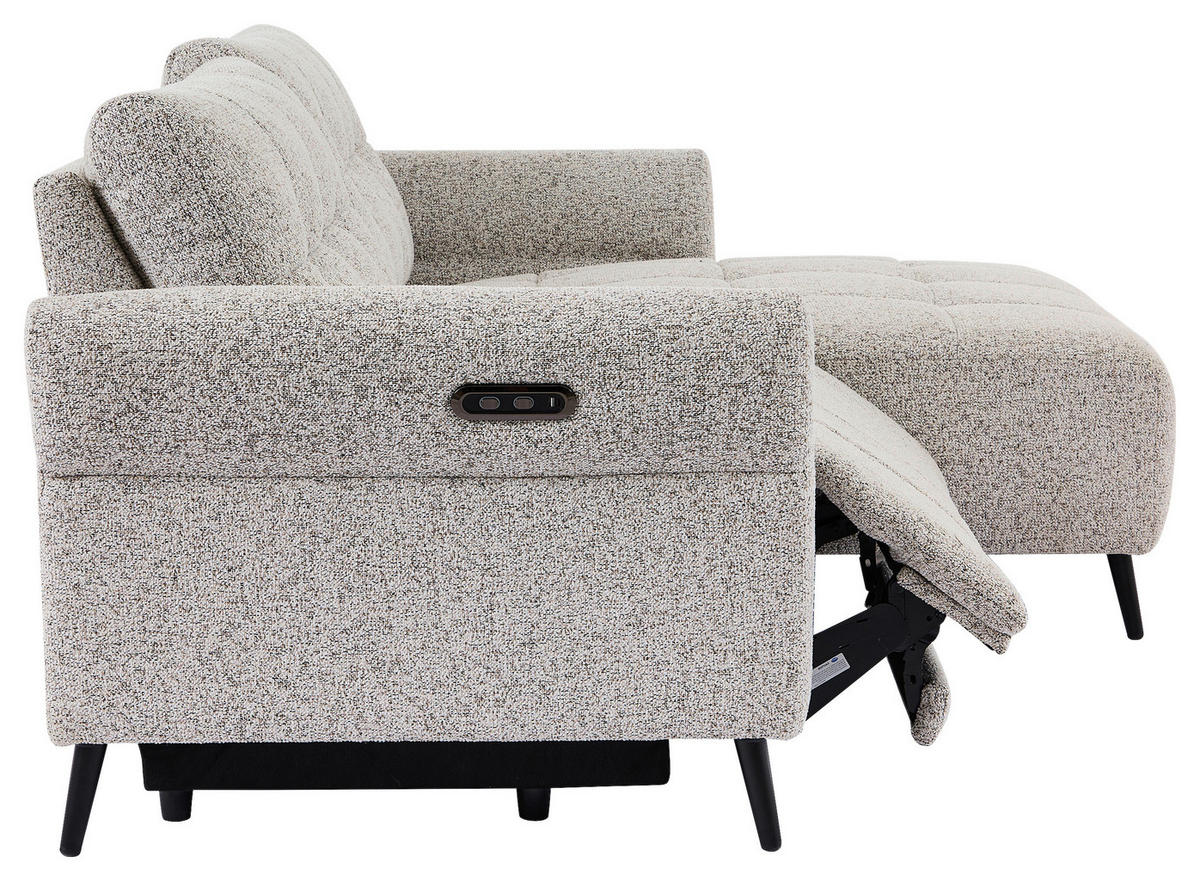 ECKSOFA in Webstoff Grau  220/156 cm  - Grau/Nickelfarben, Design, Textil/Metall (220/156cm) - Carryhome