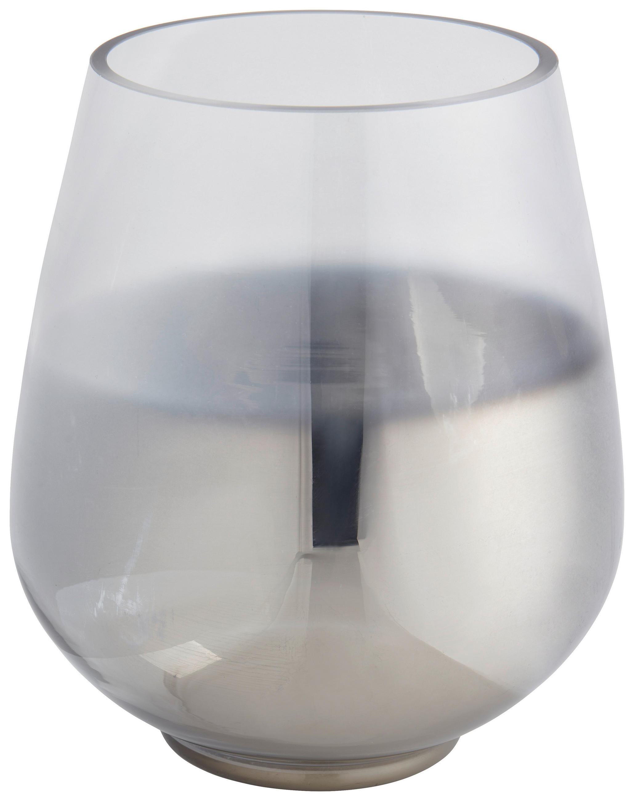 TEELICHTGLAS - Silberfarben/Grau, Basics, Glas (18Ø/20cm)