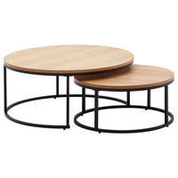 SATZTISCH rund Braun  - Schwarz/Braun, MODERN, Holzwerkstoff/Metall (80/80/36cm) - MID.YOU