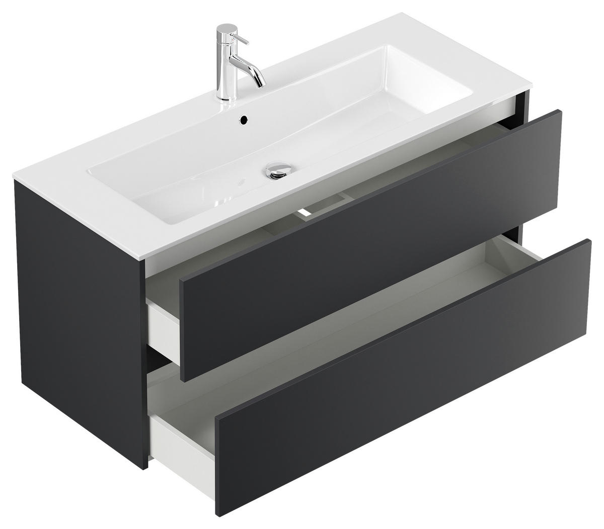 BADEZIMMER 3-teilig  in 120 cm  - Graphitfarben/Weiß, Basics, Holzwerkstoff/Stein (120cm) - MID.YOU