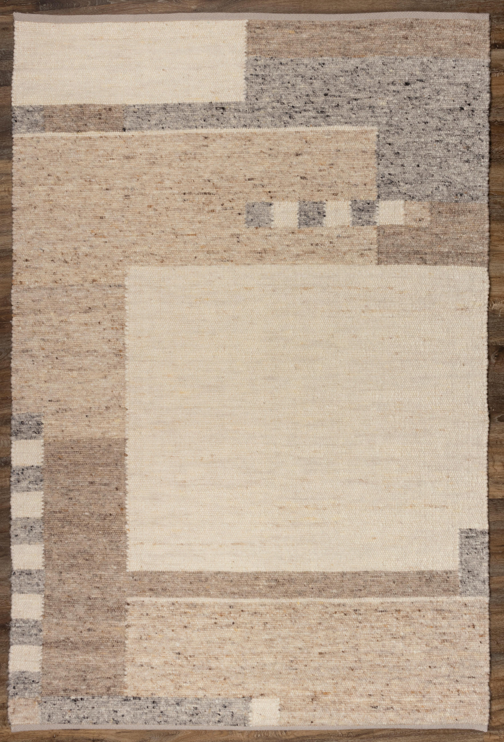 HANDWEBTEPPICH 130/190 cm Finsing Creme, Hellgrau, Hellbraun  - Hellbraun/Creme, Natur, Textil (130/190cm) - Linea Natura