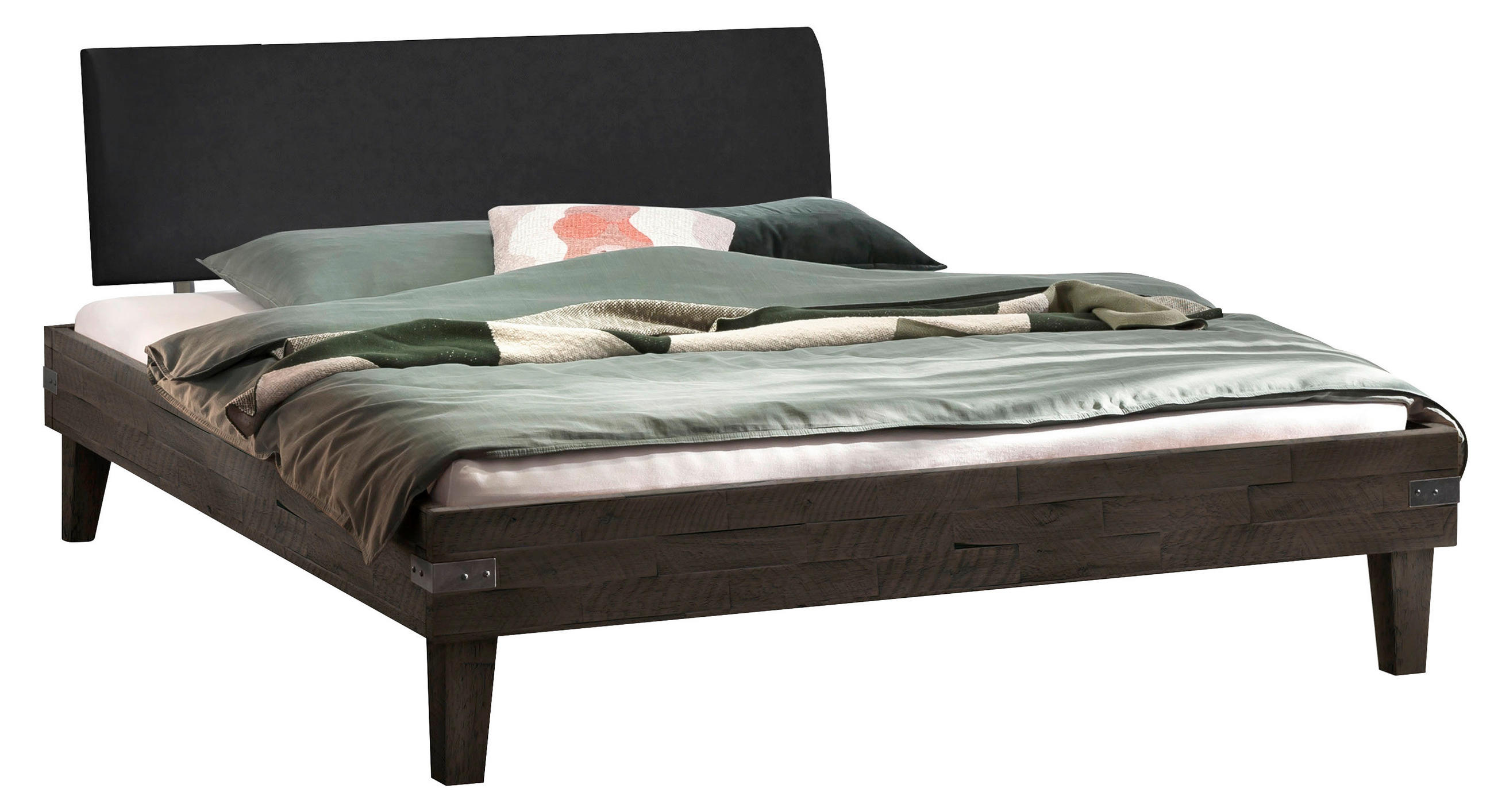 BETT 200/200 cm  in Anthrazit, Akaziefarben, Dunkelgrau  - Dunkelgrau/Anthrazit, Design, Holz (200/200cm) - Hasena