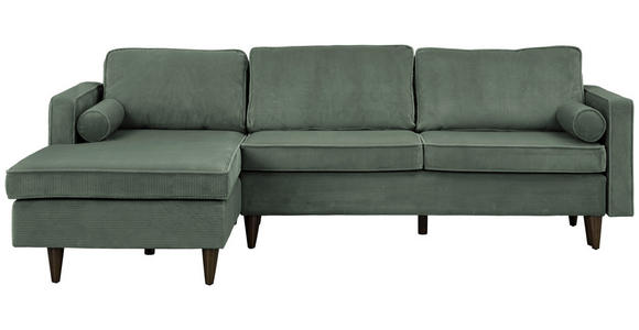 ECKSOFA in Cord Grün  - Eichefarben/Grün, MODERN, Holz/Textil (178/261cm) - Carryhome