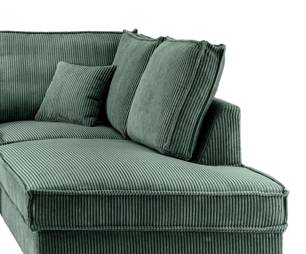 SJEDEĆA GARNITURA tekstil  tamno zelena   - tamno zelena/crna, Moderno, tekstil/metal (150/309/198cm) - MID.YOU