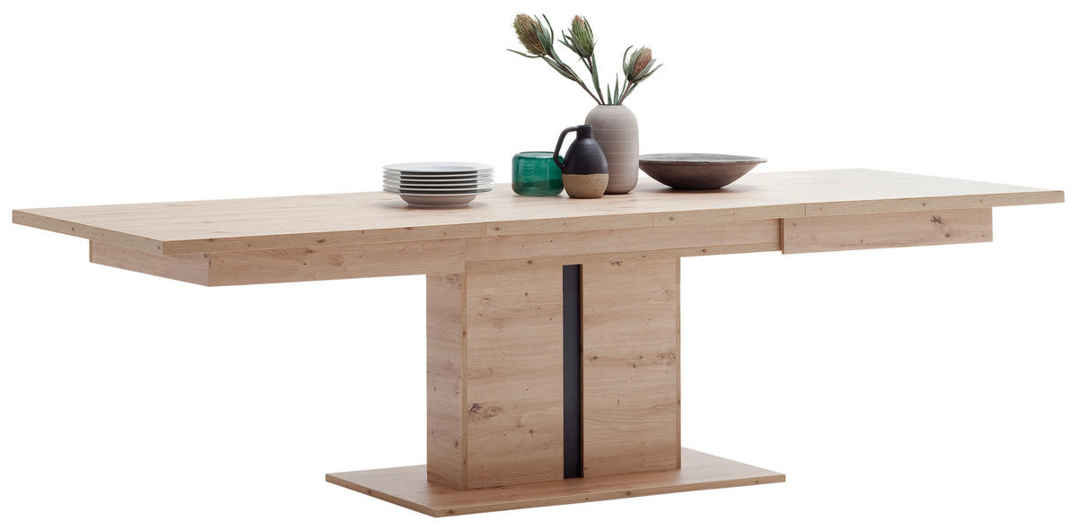 ESSTISCH Anthrazit, Eichefarben rechteckig  ausziehbar  - Eichefarben/Anthrazit, Design, Holzwerkstoff (180-280/100/77cm) - MID.YOU