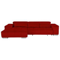 ECKSOFA  Velours Rot  - Silberfarben/Rot, Konventionell, Textil/Metall (186/307cm) - Livetastic