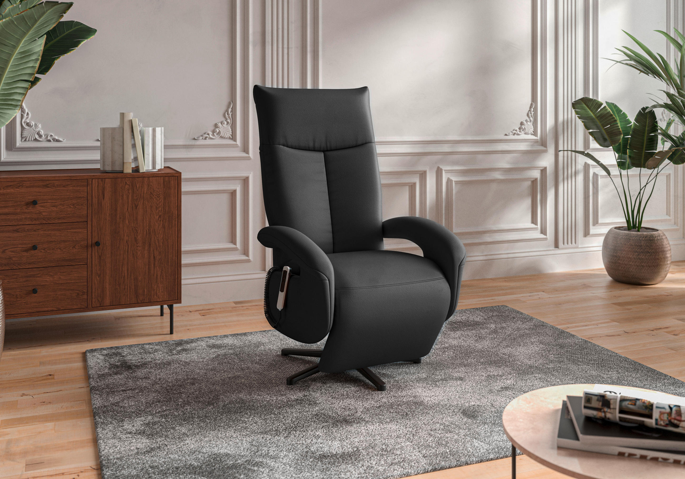 SESSEL in Echtleder Schwarz  - Schwarz, KONVENTIONELL, Leder/Metall (74/112/82cm) - Sit & More