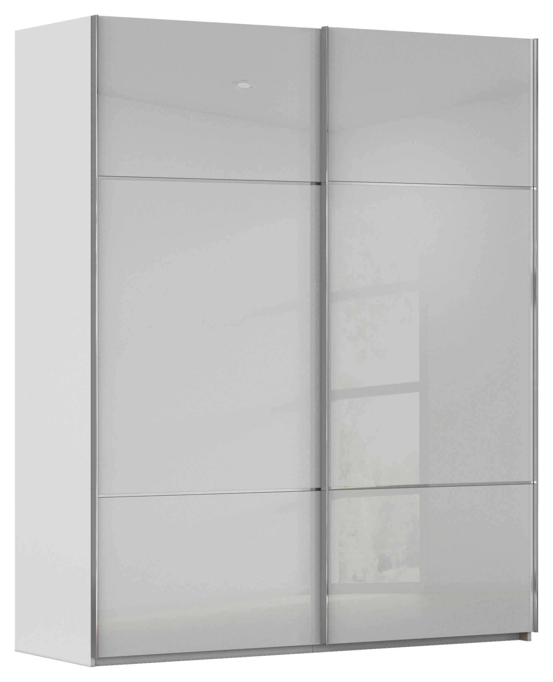 SCHWEBETÜRENSCHRANK in Grau  - Chromfarben/Grau, Konventionell, Glas/Holzwerkstoff (181/223/67cm) - Novel