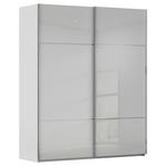 SCHWEBETÜRENSCHRANK  in Grau  - Chromfarben/Grau, KONVENTIONELL, Glas/Holzwerkstoff (181/223/67cm) - Novel