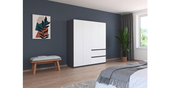 KLEIDERSCHRANK  in Grau, Weiß  - Weiß/Grau, KONVENTIONELL, Holzwerkstoff/Kunststoff (181/197/54cm) - Xora