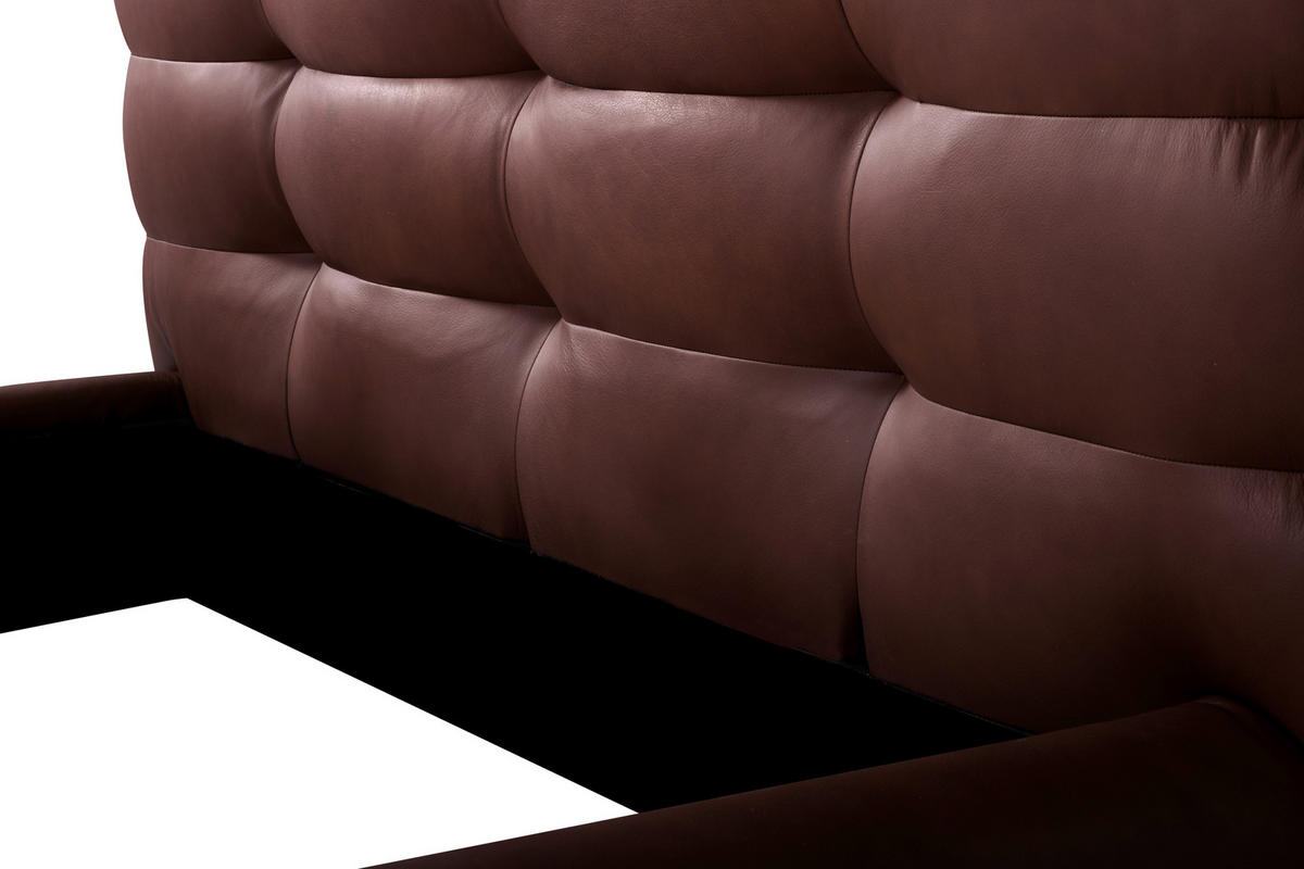 POLSTERBETT gepolstertes Kopfteil Dunkelbraun 180/200 cm  - Dunkelbraun/Schwarz, Design, Leder/Metall (180/200cm) - Esposa