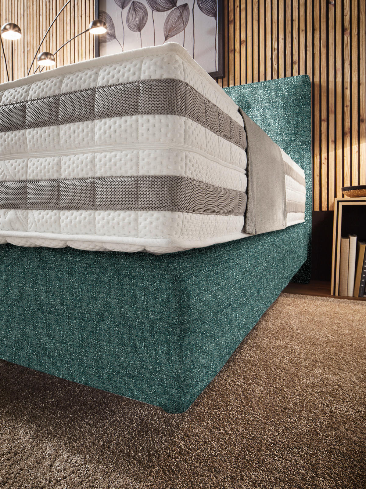 BOXSPRINGBETT 160/200 cm  in Grün  - Grün, KONVENTIONELL, Holz/Textil (160/200cm) - Dieter Knoll