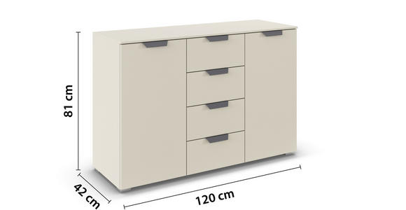KOMMODE  in 120/81/42 cm  - Champagner/Dunkelgrau, Design, Holzwerkstoff/Metall (120/81/42cm) - Carryhome