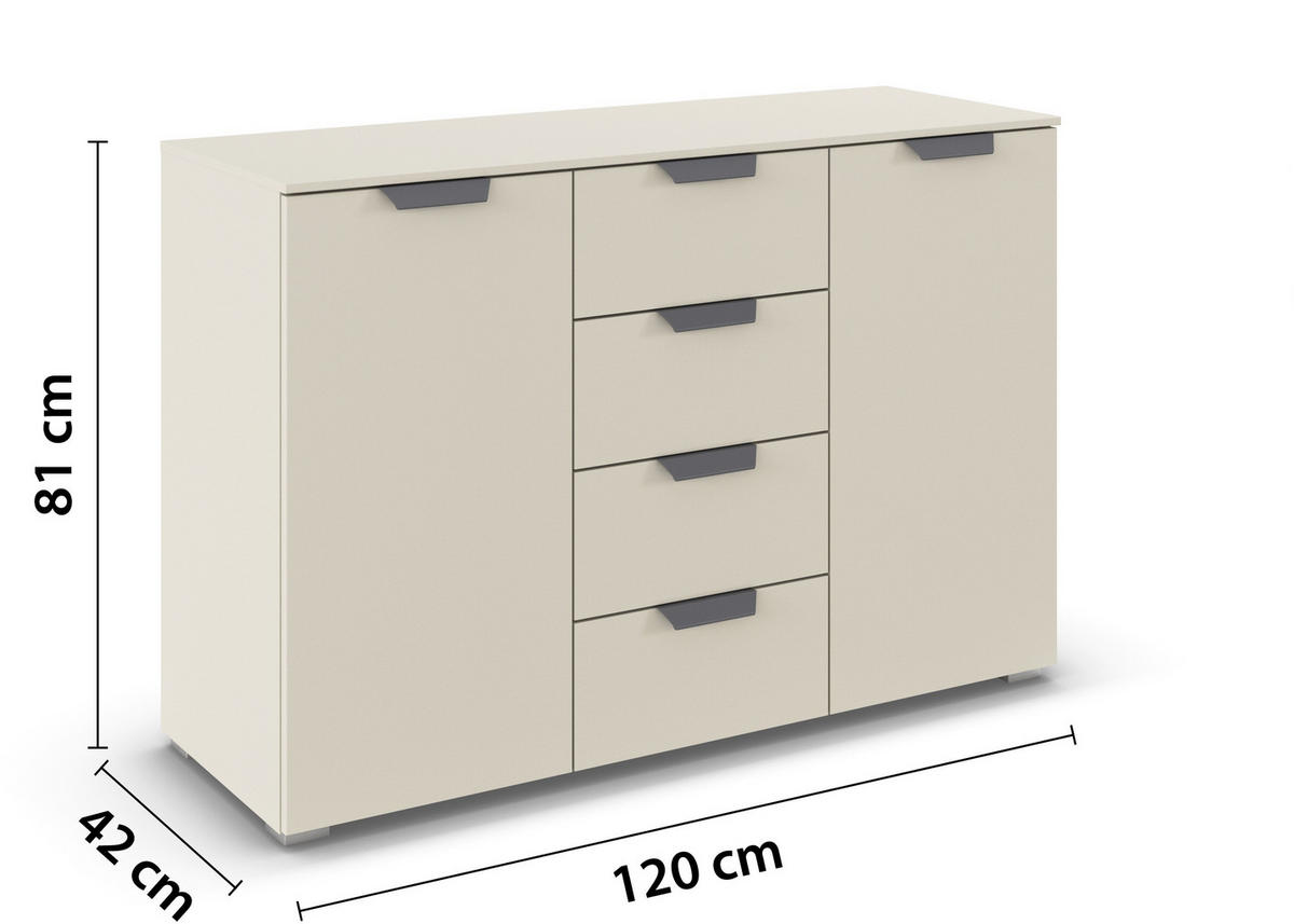 KOMMODE  in 120/81/42 cm  - Champagner/Dunkelgrau, Design, Holzwerkstoff/Metall (120/81/42cm) - Carryhome
