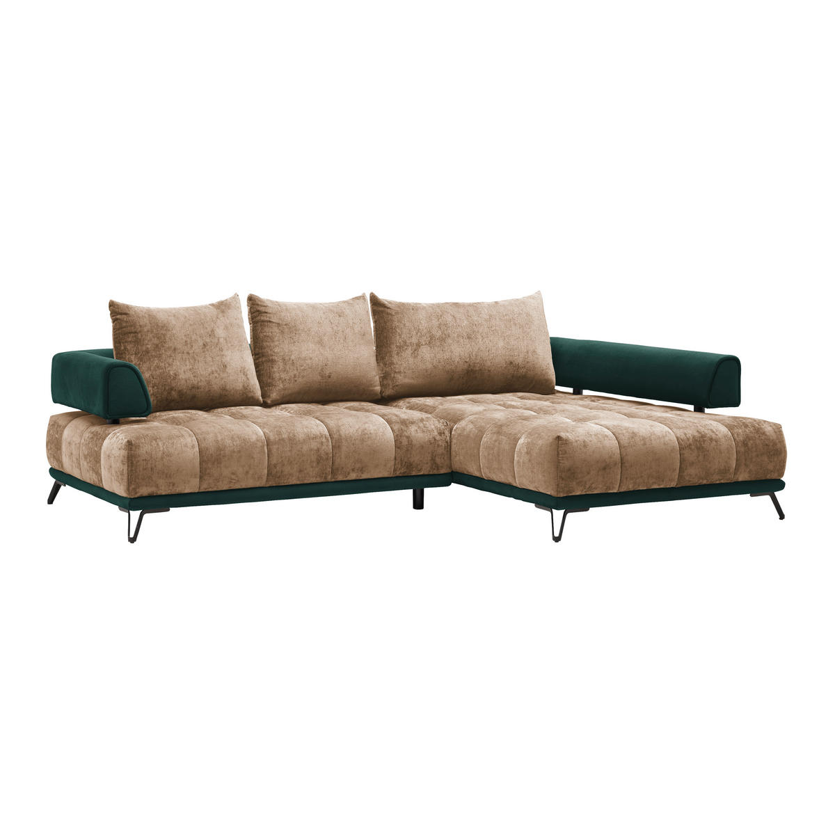 HÖRNSOFFA i beige  - beige/svart, Modern, metall/textil (262/67-87/184cm) - MID.YOU