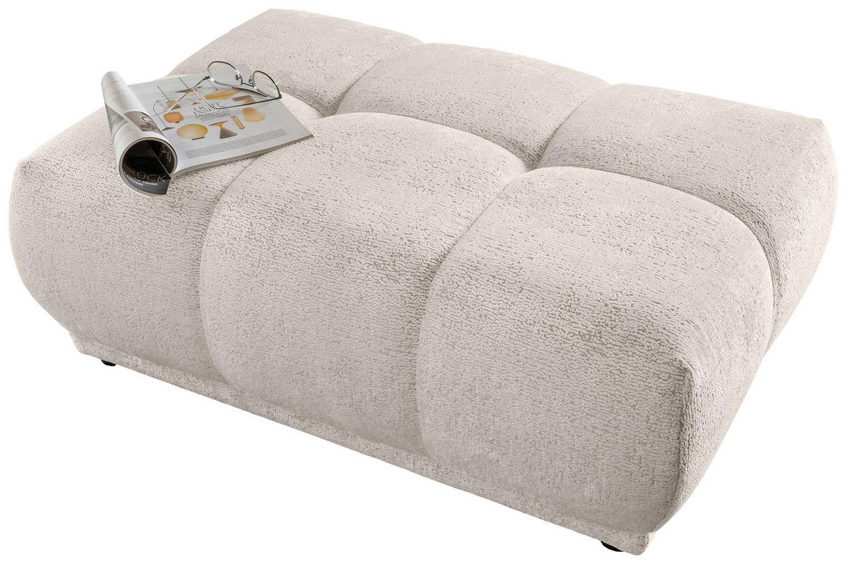 ECKSOFA Chenille Creme  - Creme/Schwarz, Modern, Kunststoff/Textil (254/203cm) - Livetastic