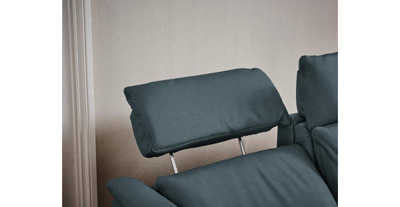 TRAPEZSOFA in Echtleder Graublau  - Graublau/Schwarz, KONVENTIONELL, Leder/Metall (221/103/95cm) - Dieter Knoll