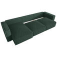 ECKSOFA Dunkelgrün Cord Zierkissen, Rückenkissen, Schlaffunktion, Rücken echt  - Dunkelgrün/Schwarz, MODERN, Kunststoff/Textil (350/168cm) - Xora