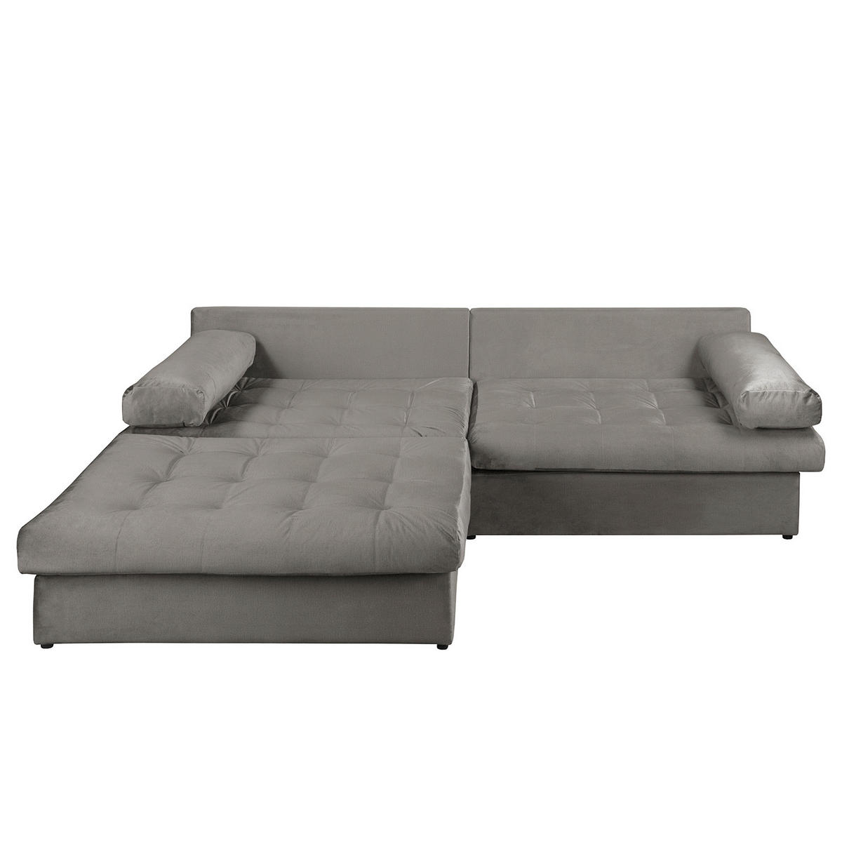 ECKSOFA Naomi Dunkelgrau Velours Rückenkissen  - Dunkelgrau/Schwarz, Design, Kunststoff/Textil (243/284cm) - P & B
