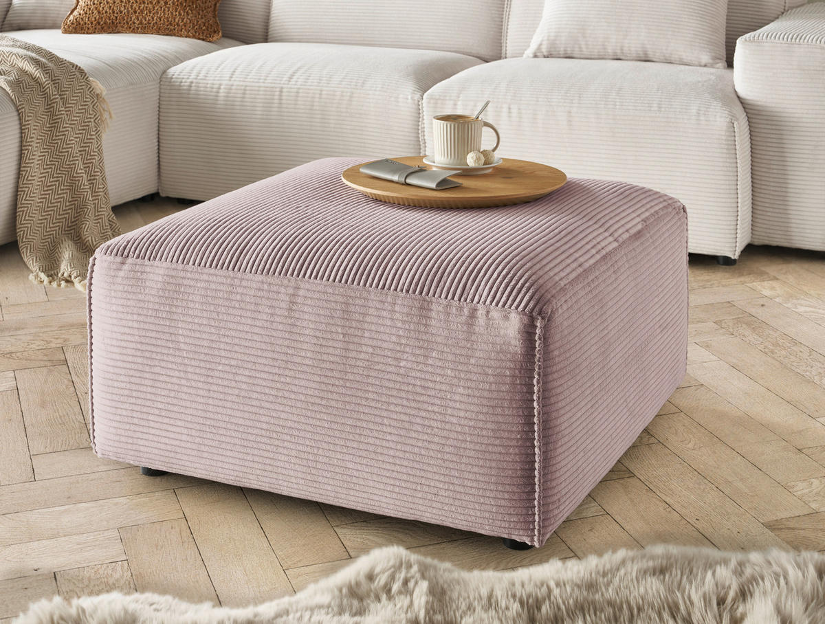 HOCKER in Textil Rosa  - Schwarz/Rosa, Design, Kunststoff/Textil (80/71/80cm) - Pure Home Lifestyle