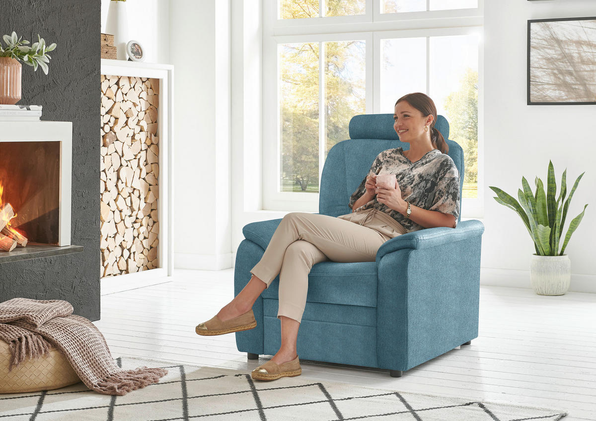 FERNSEHSESSEL in Chenille Türkis  - Türkis/Schwarz, KONVENTIONELL, Kunststoff/Textil (90/96/89cm) - Beldomo Comfort