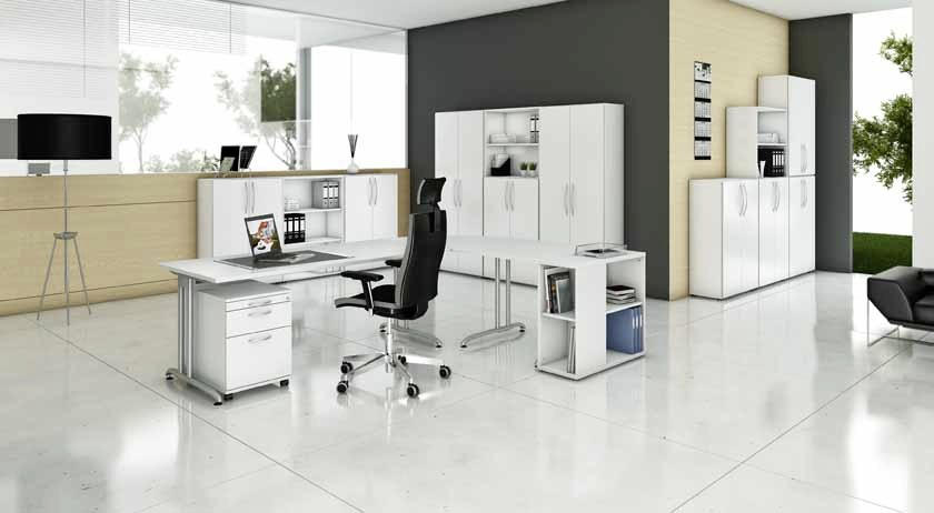 SCHREIBTISCH 160/80/72 cm in Weiß - Silberfarben/Weiß, KONVENTIONELL, Holzwerkstoff/Metall (160/80/72cm) - Venda