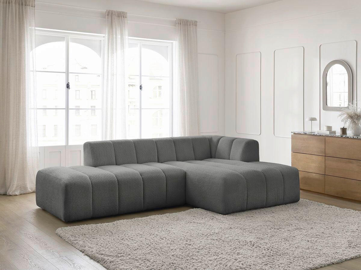 ECKSOFA  ANNECY Dunkelgrau Bouclé  - Dunkelgrau/Schwarz, MODERN, Kunststoff/Textil (262/170cm)