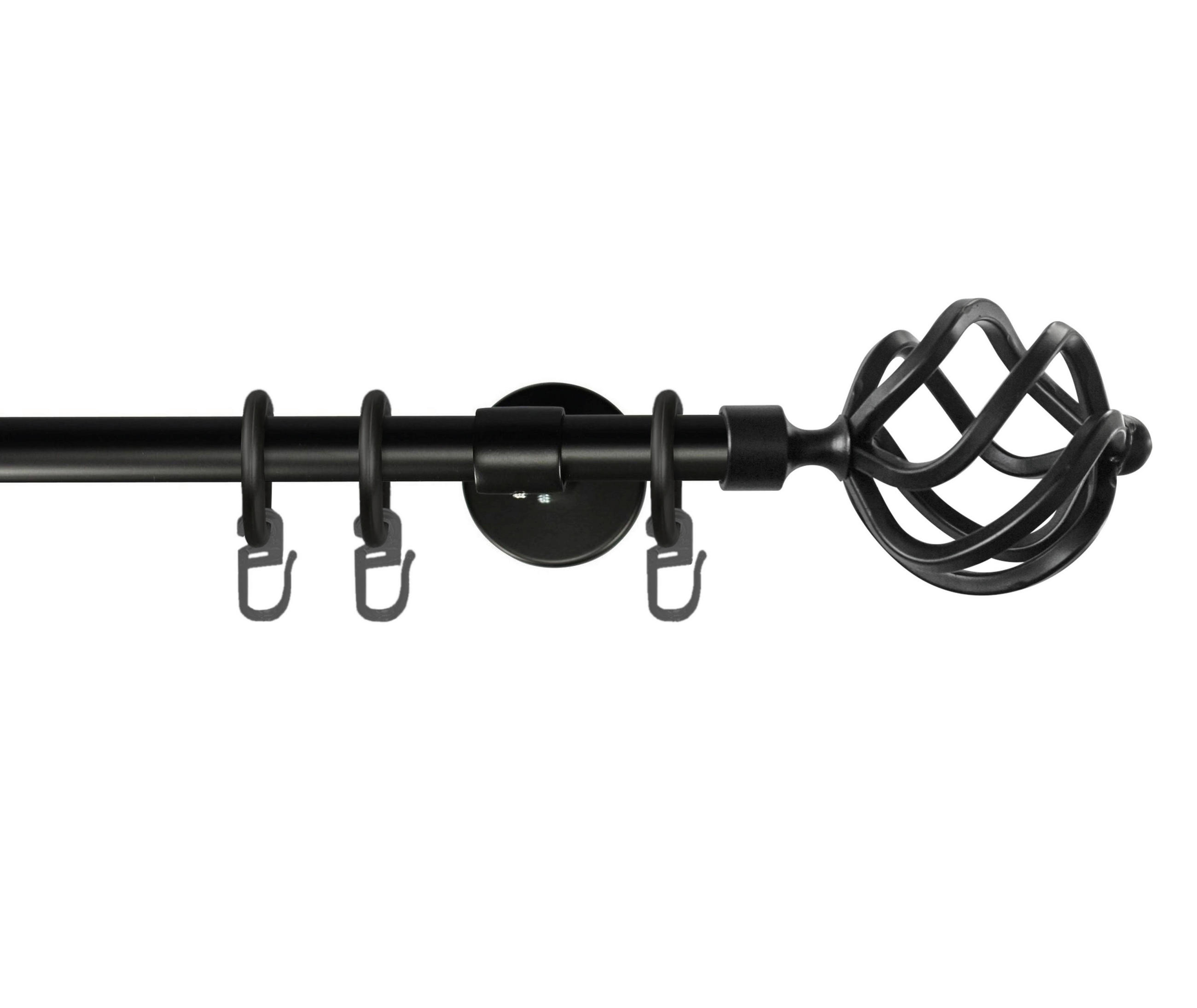 VORHANGSTANGE 220 cm  - Schwarz, KONVENTIONELL, Metall (220cm)