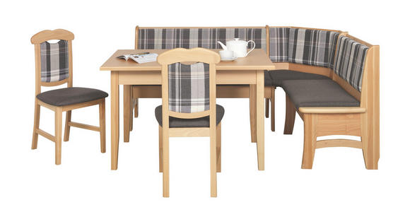 ECKBANKGRUPPE in Holz, Textil, Holzwerkstoff Braun, Grau, Buchefarben, Hellblau - Buchefarben/Braun, KONVENTIONELL, Holz/Holzwerkstoff (146/186cm) - Cantus