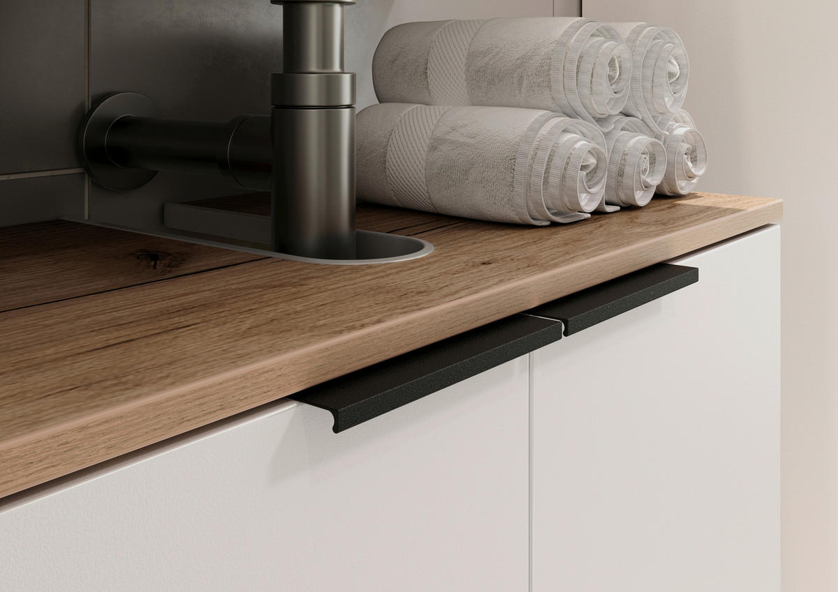 WASCHBECKENUNTERSCHRANK 70/58/34 cm  - Eichefarben/Schwarz, MODERN, Holzwerkstoff/Kunststoff (70/58/34cm) - Germania