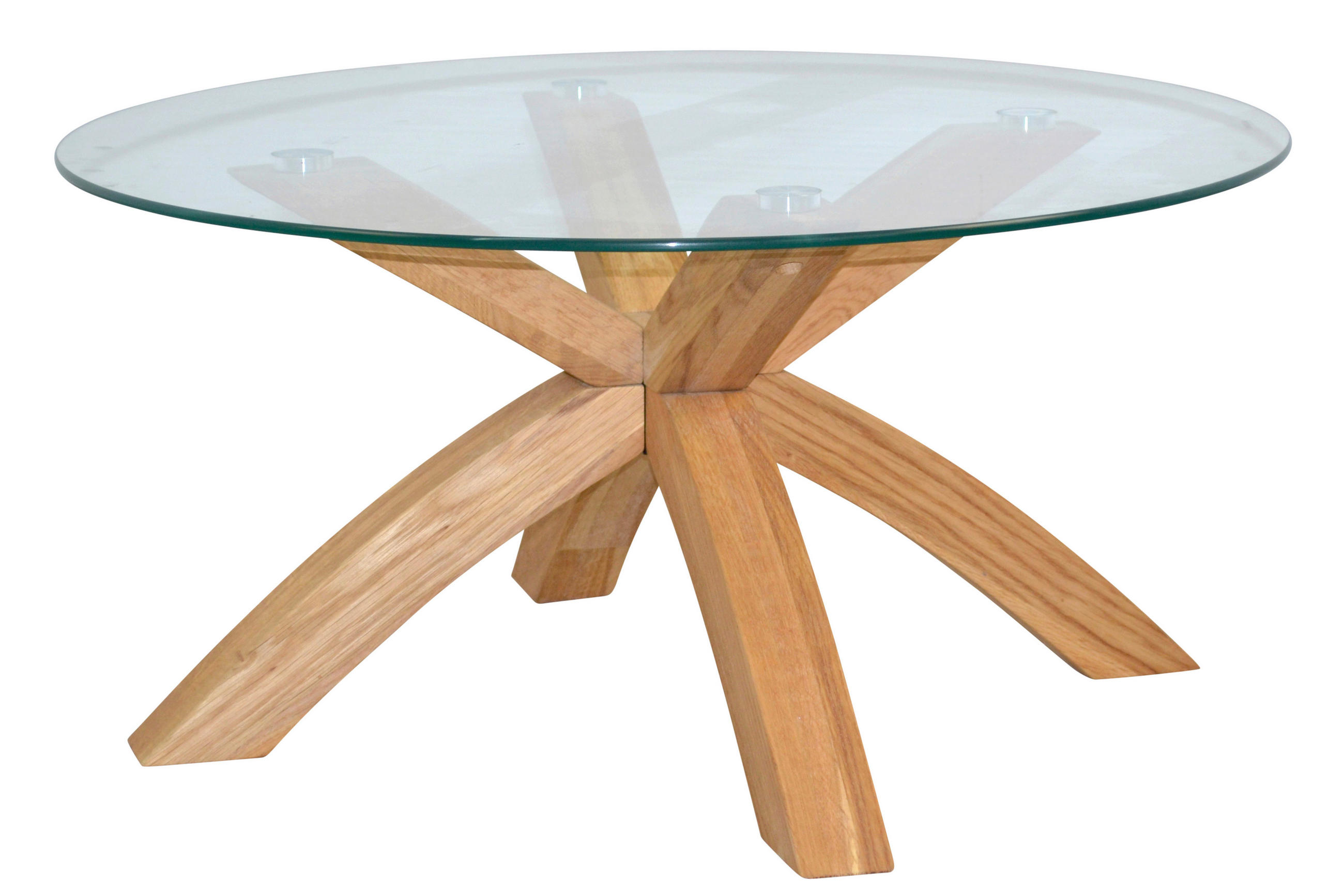 COUCHTISCH Eiche massiv ESG, Klarglas 80/80/40 cm rund Eichefarben  - Eichefarben, Design, Glas/Holz (80/80/40cm) - MID.YOU
