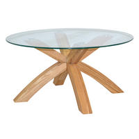 COUCHTISCH Eiche massiv ESG, Klarglas 80/80/40 cm rund Eichefarben  - Eichefarben, Design, Glas/Holz (80/80/40cm) - MID.YOU