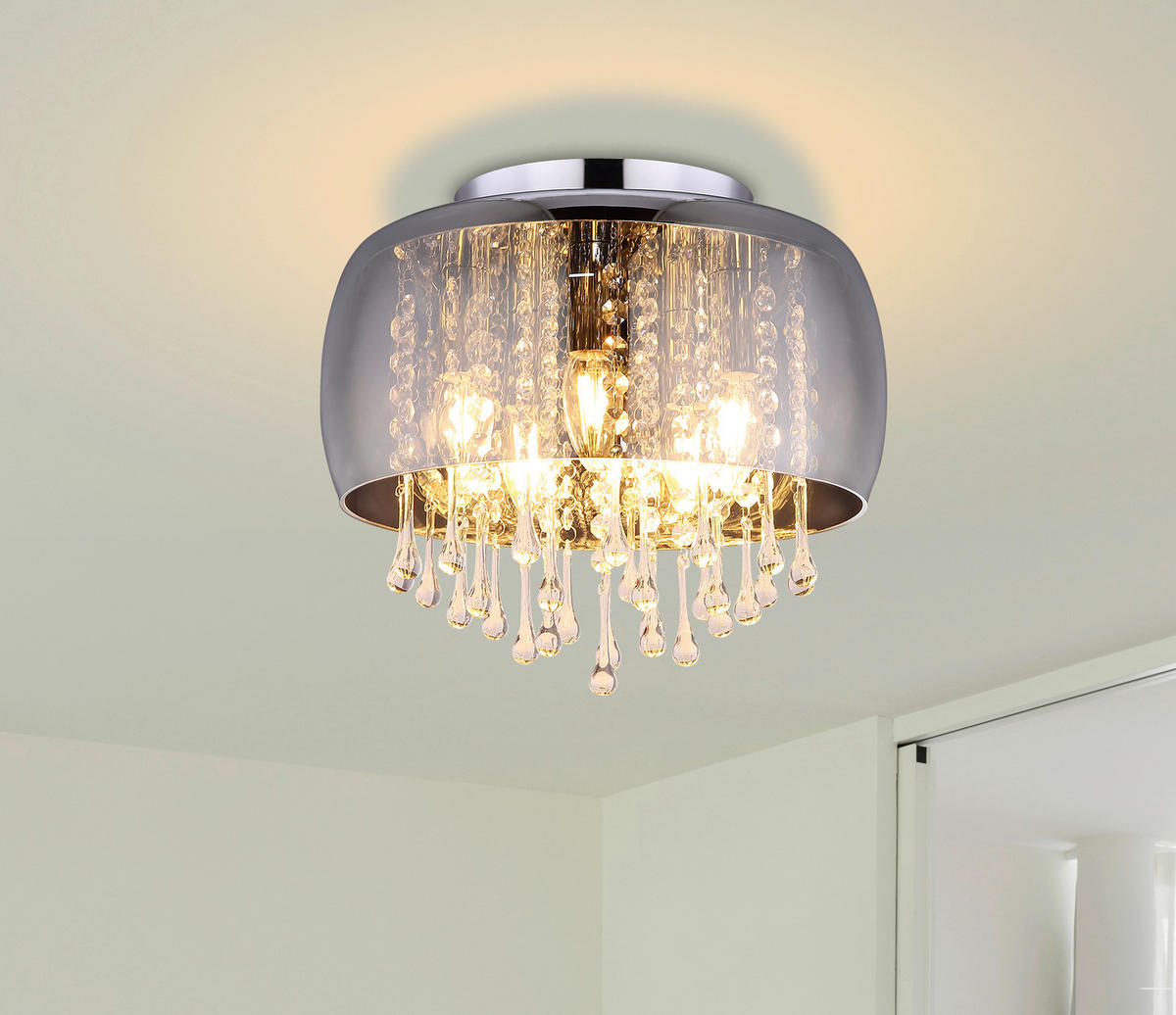 DECKENLEUCHTE 35/28 cm   - Klar/Chromfarben, Basics, Glas/Metall (35/28cm) - Globo