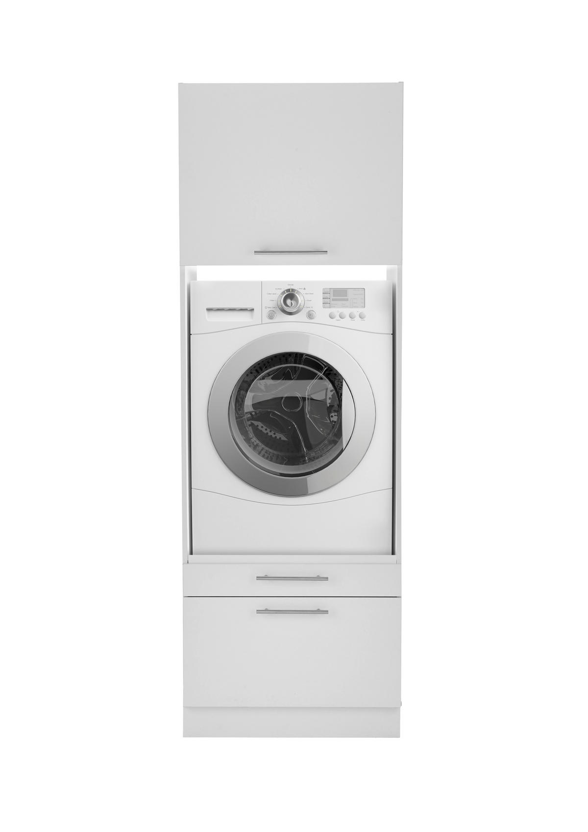 SKÅP FÖR TVÄTTMASKIN 67,4/200/67,6 cm  i vit  - vit/stålfärgad, Klassisk, metall/trämaterial (67,4/200/67,6cm) - Respekta